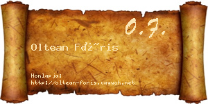 Oltean Fóris névjegykártya